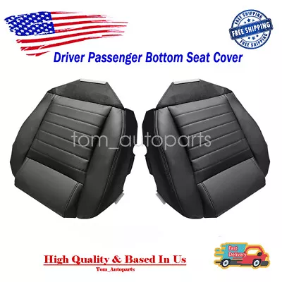 Front Driver Passenger Bottom Leather Seat Cover Black For 2007-09 Ford Mustang • $59.98