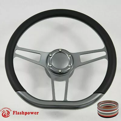 14  Gun Metal Billet Steering Wheel Ford GM Chevy Blazer LTD W/Horn &Adapter • $235.50