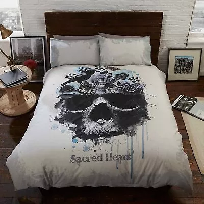 £15.95 • Buy Sacred Heart Gothic Skull Single Duvet Quilt Cover Bedding Set Cheapest On Ebay