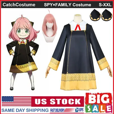 Anime Spy X Family Anya Forger Cosplay Costume Black Dress Girls Woman Dress US • $16.99