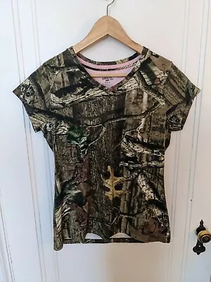 Mossy Oak Women's Short Sleeve Break Up Infinity Medium T-Shirt Pink Camo V-Neck • $8.39