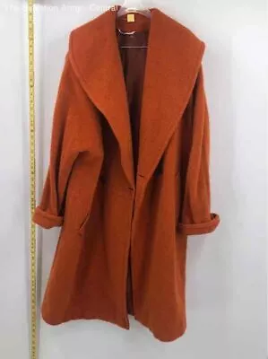 Vintage Max Mara Womens Orange Long Sleeve Double-Breasted Overcoat Size 10 • $208.50