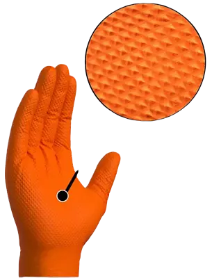 1000 Orange Diamond Nitrile Disposable Gloves Strong Heavy Duty Mechanic 8.6 100 • £77.99
