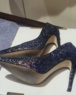 £20 • Buy Schuh  Black/Purple/Bronze Queen Bee Glitter Stiletto Shoes Size 6/39