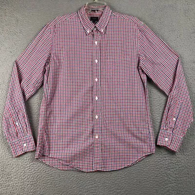 J. Crew Shirt Adult Large Blue Red Slim Fit Long Sleeve Preppy Button Down Mens • $15.42