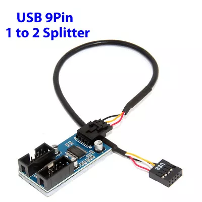 Motherboard USB 9 Pin Header 1 To 2 Splitter Port Multiplier Extension Cable UK • £4.98