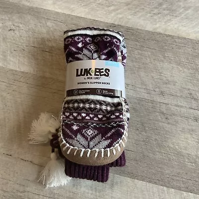 Lukees Muk Luks Womens Slippers Sz S/M (5-7) Purple Brown Slip On New • $10