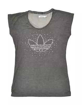 ADIDAS Womens Graphic T-Shirt Top IT 40 Small Grey Lyocell XO04 • £14.50