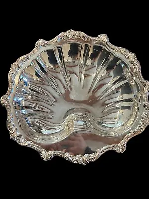 Vintage EPCA OLD ENGLISH By POOLE Silver Plated Shell Bowl Dish  12  X 14  • $39.99