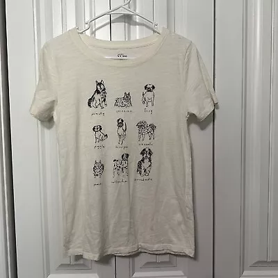 J Crew T Shirt Dogs Of The World Off White Black Size XS • $23.99