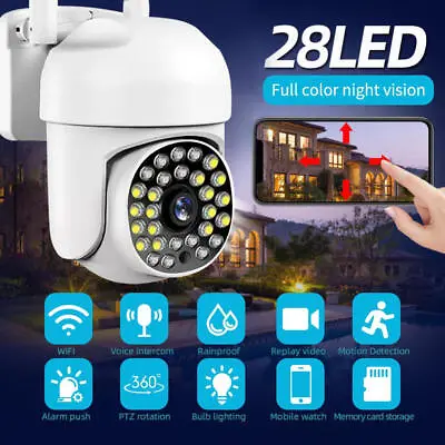 1080P WIFI IP Camera Wireless CCTV HD PTZ Smart Home Security IR Cam Outdoor UK • £13.99