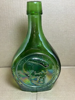 Wheaton “Robert Frances Kennedy” Green Iridescent Glass Commemorative Decanter. • $10.50