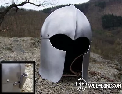 Medieval BARBUTE HELME Battle Warrior Costume 18 Gauge Steel Larp Helmet Viking • $98