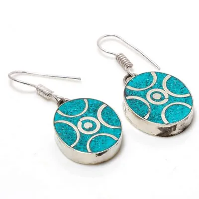 Tibetan Turquoise Handmade Bohemian Drop/Dangle Nepalese Earrings 1.70  NE 5054 • $6.49