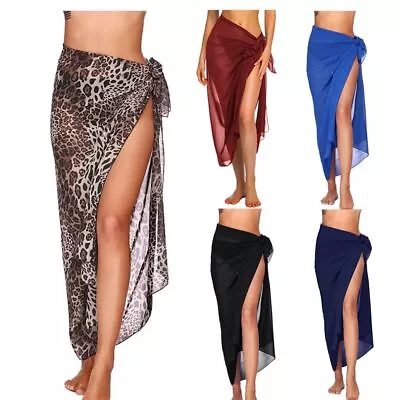 Long Sarong Cover Up Women Chiffon Beach Wrap Skirt Sexy Bikini One Piece Scarf • $15.31