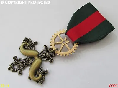 £9 • Buy  Steampunk Badge Brooch Pin Drape Medal Hey Moustache Tash Chap Hop Elemental