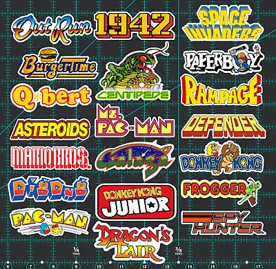 20 Classic Arcade Logo Stickers - White Clear Or Holographic - Atari Vinyl • $10.95