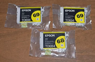 Epson 69 T0694 & 68 T0684 Yellow Ink Cartridges LOT Of 3 - NEW SEALED • $7.91