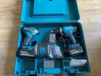 Makita 18v Combi Drill And Impact Driver Set And 5amp Lion Batteries And Charger • £225