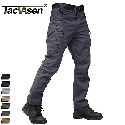 IX9 Men's Tactical Pants Cargo Work Trousers Ripstop Water-Resistant W/9 Pockets • $38.98