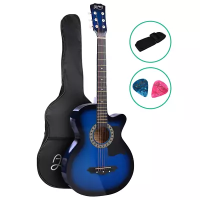 Alpha Guitar 38” Inch Full-Size Acoustic Wooden Folk Classical Cutaway Blue • $52.37