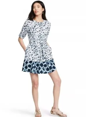 Thakoon Target Blue White Splatter Watercolor Pleated Mini Shirt Dress Size XS • $55