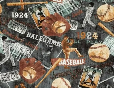 Fat Quarter Fabric  Vintage Players  Baseball  Ball Summer Game 100% Cotton  Mlb • $2.99