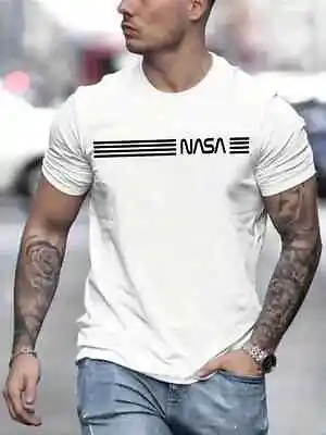 Nasa Letter Print T Shirt For Men Inspired Space Crafts Round Neck Style Soft Te • £8.79