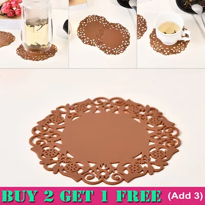 £2.40 • Buy Lace Flower Hollow Doilies Silicone Coaster Coffee Table Cup Mats Pad PlacematDZ