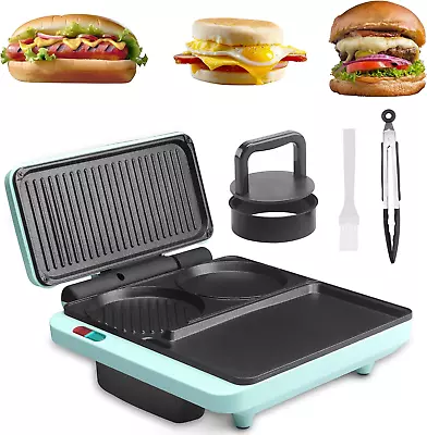 Breakfast Maker Nonstick Electric Griddle & Grill Combo 3 In 1 Breakfast Station • $50.49