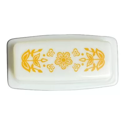Vintage Pyrex Butterfly Gold Milk Glass Butter Dish With Lid- 7”Wide Base- Decor • $15.99