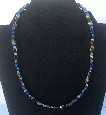 Men's Women's Necklace Blue-Black Hematite Pure-Earth Magnetic Healing • $42.99