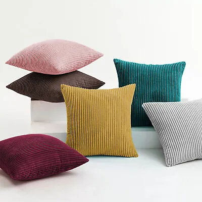Corduroy Jumbo Cord Plain Solid Cushion Cover Plush Pillow Case Home Sofa Decor • $13.74