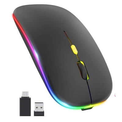 $15.89 • Buy 2.4G Wireless Mute Mouse + Bluetooth 5.2 Dual Mode + Type-C Adapter 500mah