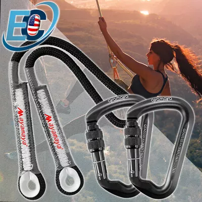 Aluminum Screwgate Locking Carabiner Prusik Cord Loop Rock Climbing Rope Rescue • $10.99