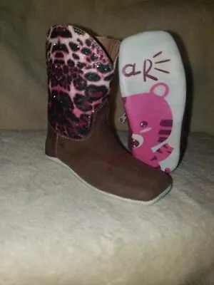 ⭐ Tin Haul Girls Mini Infants Brown/Pink Leather Purrrfect Glitter Cowboy Boots • $80.90