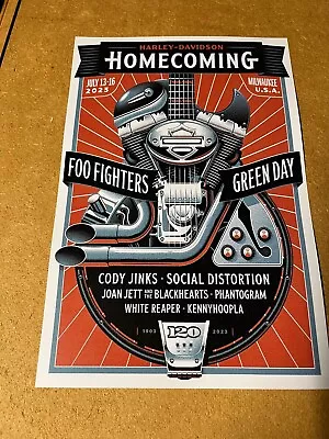 2023 Homecoming Harley Davidson Foo Fighters Green Day  Concert Tour Poster • $14.99