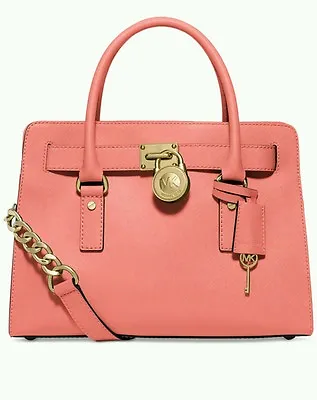 Michael Kors Hamilton East West Satchel Saffiano Leather Pink Grapefruit Handbag • $179.99