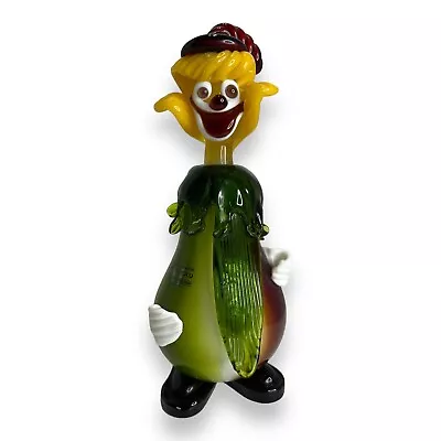 Vintage PMG MURANO ART GLASS Clown Figurine Italy VETRERIA PITAU Colorful • $53.99