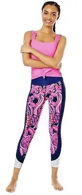 NWT Lilly Pulitzer Weekender Mid High Rise Leggings Flirty Fins Low Tide Navy XL • $118.19