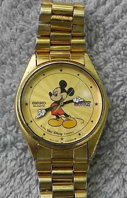 Seiko Day/Date Mickey Mouse 34mm Mens Watch Pre-owned • $50