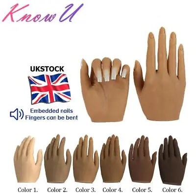 Silicone Hand Model Simulation Nail Art Practice Display Hand Mannequin • £59.15