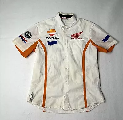 Vintage OFFICIAL HONDA LIFESTYLE REPSOL Button Up Shirt Size Large Motorcycle • $24.85