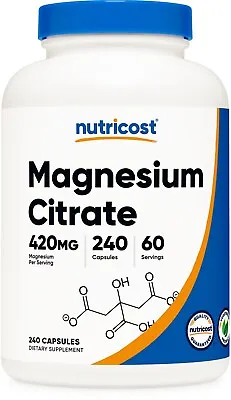 Nutricost Magnesium Citrate 420mg 60 Servings 240 Capsules -Vegetarian • $18.95