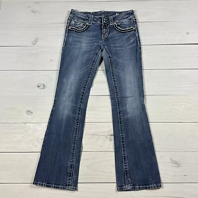 Miss Me Jeans Women's Size 28 Bootcut Medium Wash Pocket Flaps Denim 28x30 • $34.95