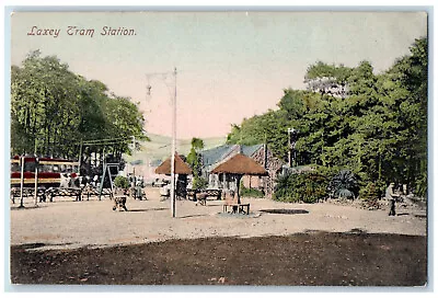 C1910 Train Locomotive Waiting Area Laxey Tram Station Isle Of Man Postcard • £14.58