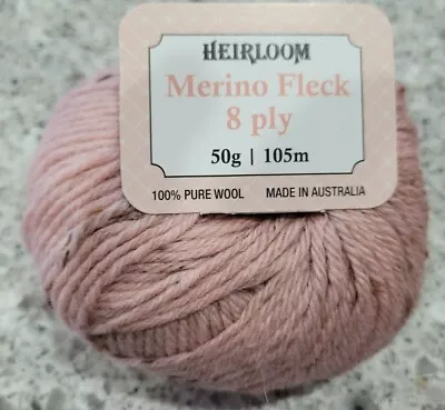 Heirloom Merino Magic Fleck 8 Ply #245 Pink Tint 100% Wool  • $6.45
