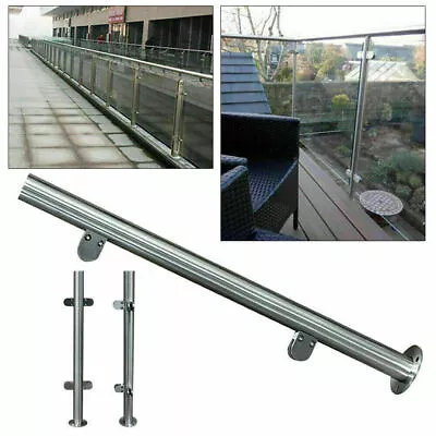 Garden Stainless Steel Balustrade Posts Glass Railings Fencing Post 90cm/110CM • £28.58