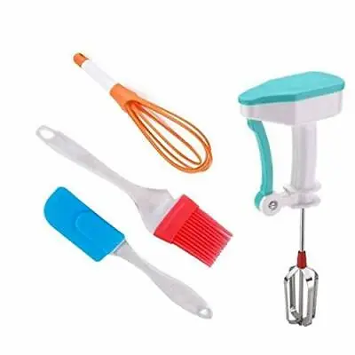 Hand Blender/Egg Beater Silicon Basting Spatula Oil Brush Plastic Whisk Combo  • £7.99