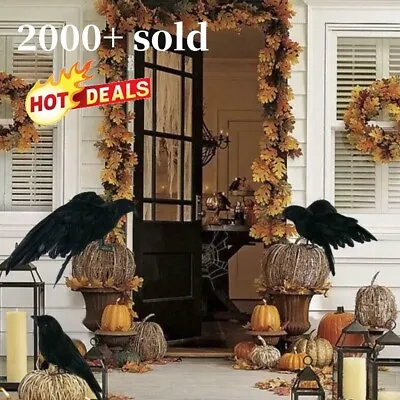 Halloween Stuffed Feather Crow Bird Black Ravens Fancy Prop Dress Home • £1.79